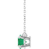 Sterling Silver Lab Grown Emerald Necklace 18 Inch, 8x6mm - $350