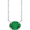 14K White Natural Emerald 18" Necklace