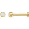 14K Yellow Cabochon Natural White Opal Press Fit Back Stud Earring