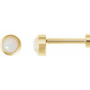 14 Karat Yellow Gold Cabochon Natural White Opal Press Fit Back Stud Earring