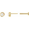 14 Karat Yellow Gold Cabochon Natural White Opal Press Fit Back Stud Earring