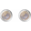 14K White Cabochon Natural Rainbow Moonstone Press Fit Back Stud Earring