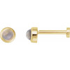 14K Yellow Cabochon Natural Rainbow Moonstone Press Fit Back Stud Earring