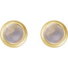 14K Yellow Cabochon Natural Rainbow Moonstone Press Fit Back Stud Earring