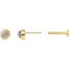 14K Yellow Cabochon Natural Rainbow Moonstone Press Fit Back Stud Earring