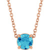 14 Karat Rose Gold Natural Blue Zircon Necklace 5mm, 16-18 Inch - $866