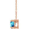 14K Rose 6 mm Natural Blue Zircon 16-18" Necklace