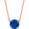 14 Karat Rose Gold Lab Grown Blue Sapphire Necklace 6mm, 16-18 Inch - $755