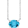 14 Karat White Gold Natural Aquamarine Necklace 18 Inch, 8x6mm - $1,192