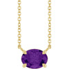 14 Karat Yellow Gold Natural Amethyst Necklace 18 Inch, 8x6mm - $828