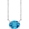 14K White Natural Blue Zircon 18" Necklace