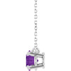 Sterling Silver Natural Amethyst 18" Necklace