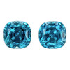 4.63 Carat Matching Teal Blue Zircon Gems, Cushion Cut Pair, 6.4  mm|$2190