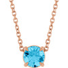 14K Rose 5 mm Natural Aquamarine 16-18" Necklace