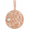 14K Rose .015 CT Natural Diamond Chinese Zodiac Tiger Pendant