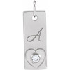 14K White .03 CT Natural Diamond Engravable Heart Pendant