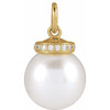 14K Yellow Cultured White Akoya Pearl & .04 CTW Natural Diamond Pendant