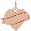 14K Rose .005 CT Natural Diamond Engravable Heart Pendant