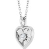 14K White 1/10 CT Natural Diamond Heart Pendant
