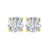 White Diamond Earrings in 14 Karat Yellow Gold 1 Carat Diamond Stud Earrings