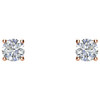White Diamond Earrings in 14 Karat Rose Gold 3/4 Carat Diamond Stud Earrings..