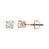 White Diamond Earrings in 14 Karat Rose Gold 1 Carat Diamond Stud Earrings