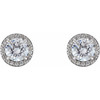 Natural Diamond Earrings in Platinum 0.37 Carat Diamond Halo Earrings