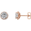 White Diamond Earrings in 14 Karat Rose Gold 1/3 Carat Diamond Earrings