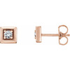 14 Karat Rose Gold 0.12 Carat Diamond Earrings.