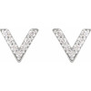 14K White 1/10 CTW Natural Diamond V Earrings