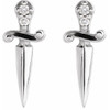 14K White .025 CTW Natural Diamond Dagger Earrings