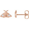 14K Rose .05 CTW Natural Diamond Moth Insect Earring 