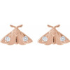 14K Rose .05 CTW Natural Diamond Moth Insect Earring 