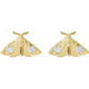 14K Yellow .05 CTW Natural Diamond Moth Insect Earring 
