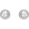 14K White 3/4 CTW Rose-Cut Natural Diamond Bezel-Set Earrings