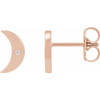 14K Rose .0025 CT Natural Diamond Crescent Moon Phase Earring