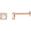 14K Rose 1/6 CT Rose-Cut Natural Diamond Press Fit Back Stud Earring