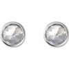 14K White .04 CT Rose-Cut Natural Diamond Press Fit Back Stud Earring