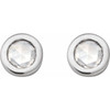 14K White 1/8 CT Rose-Cut Natural Diamond Press Fit Back Stud Earring