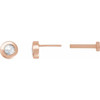 14K Rose 1/10 CT Rose-Cut Natural Diamond Press Fit Back Stud Earring
