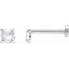14K White .06 CT Rose-Cut Natural Diamond Press Fit Back Stud Earring
