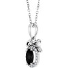 Sterling Silver Natural Black Onyx & Natural Diamond Bow Necklace 0.04 CTW, 16-18 Inch - $552