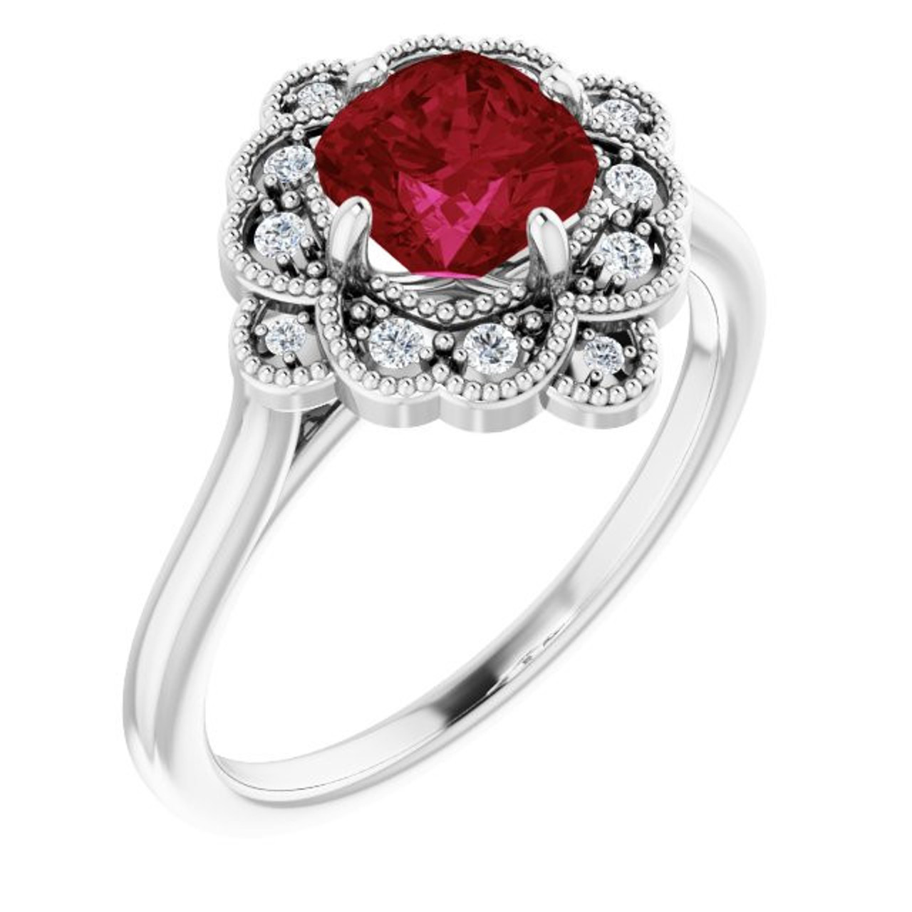 1.00 Carat Low Price on 7x5mm Ruby Gemstone in Bold Chunky Ring for SALE