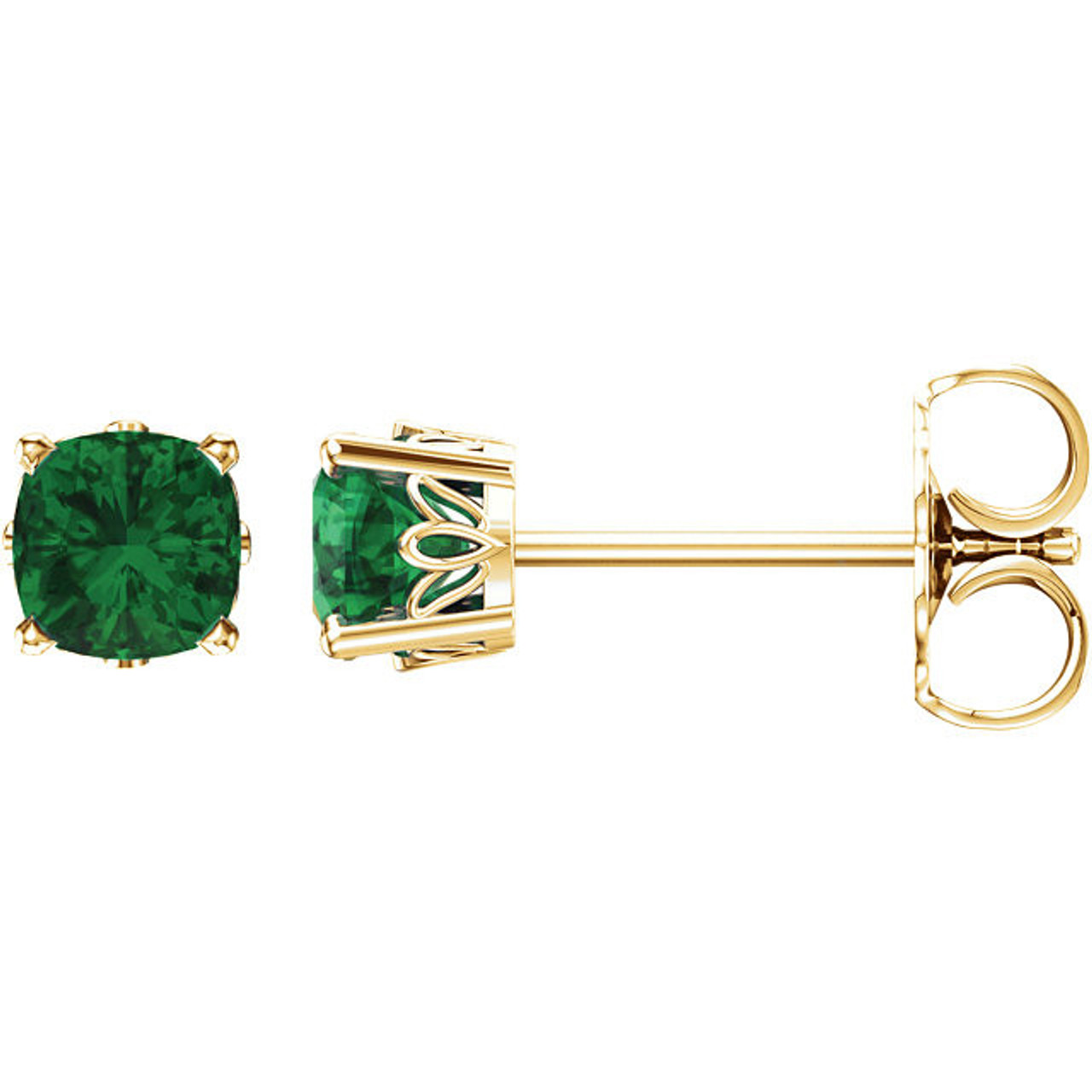 Buy 14 Karat Yellow Gold Lab Created Emerald Earrings