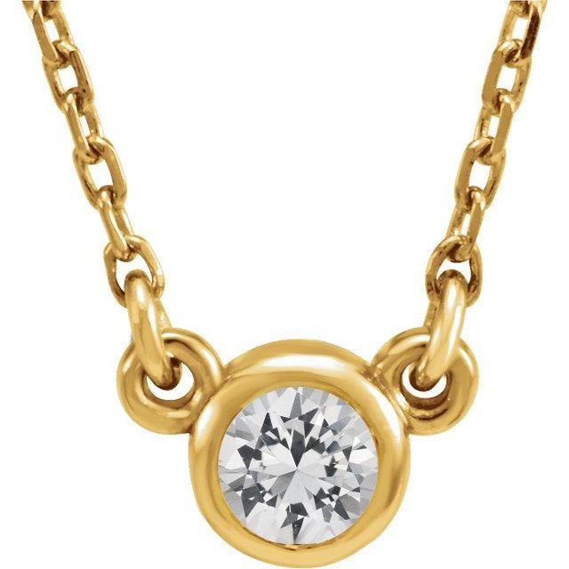 14 Karat Yellow Gold mm Round White Sapphire Bezel Set