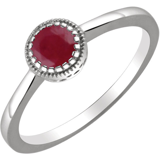 14 Karat White Gold Ruby July Birthstone Ring - Main Image