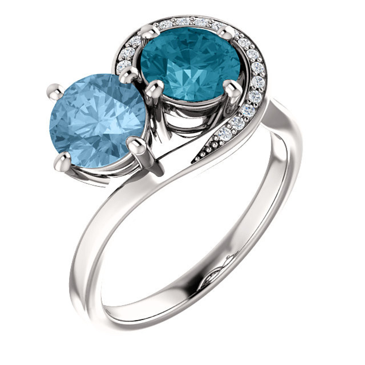 Enchanted Disney Cinderella London Blue Topaz and 3/4 CT. T.W. Diamond  Double Frame Engagement Ring in 14K White Gold | Zales