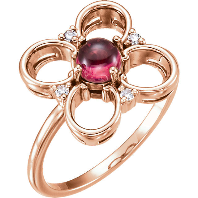 Buy 14 K Rose Gold Pink Tourmaline and Diamond Clover Ring