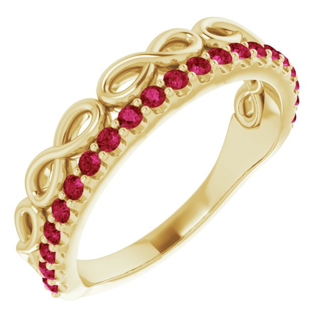 Ruby and Diamond White Gold Stackable Ring | Solid Gold Jewelers