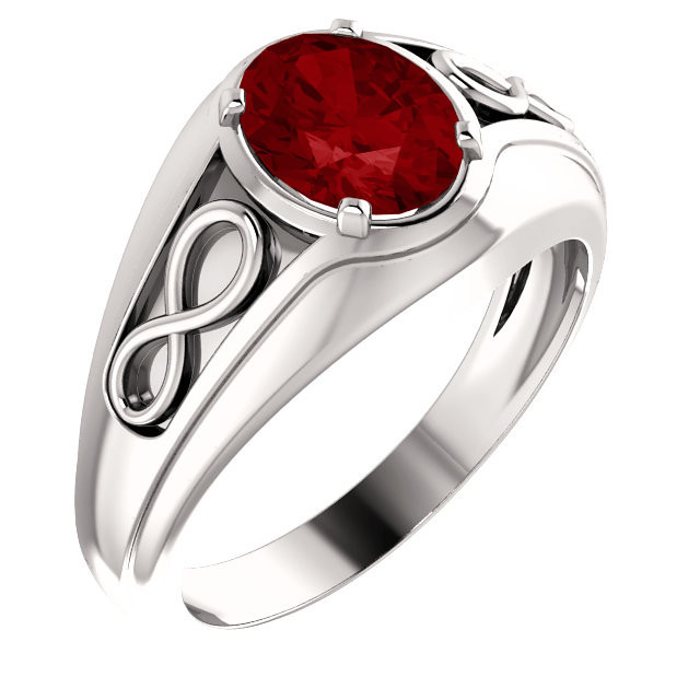 Platinum Ruby Gem Infinity Inspired Mens Ring